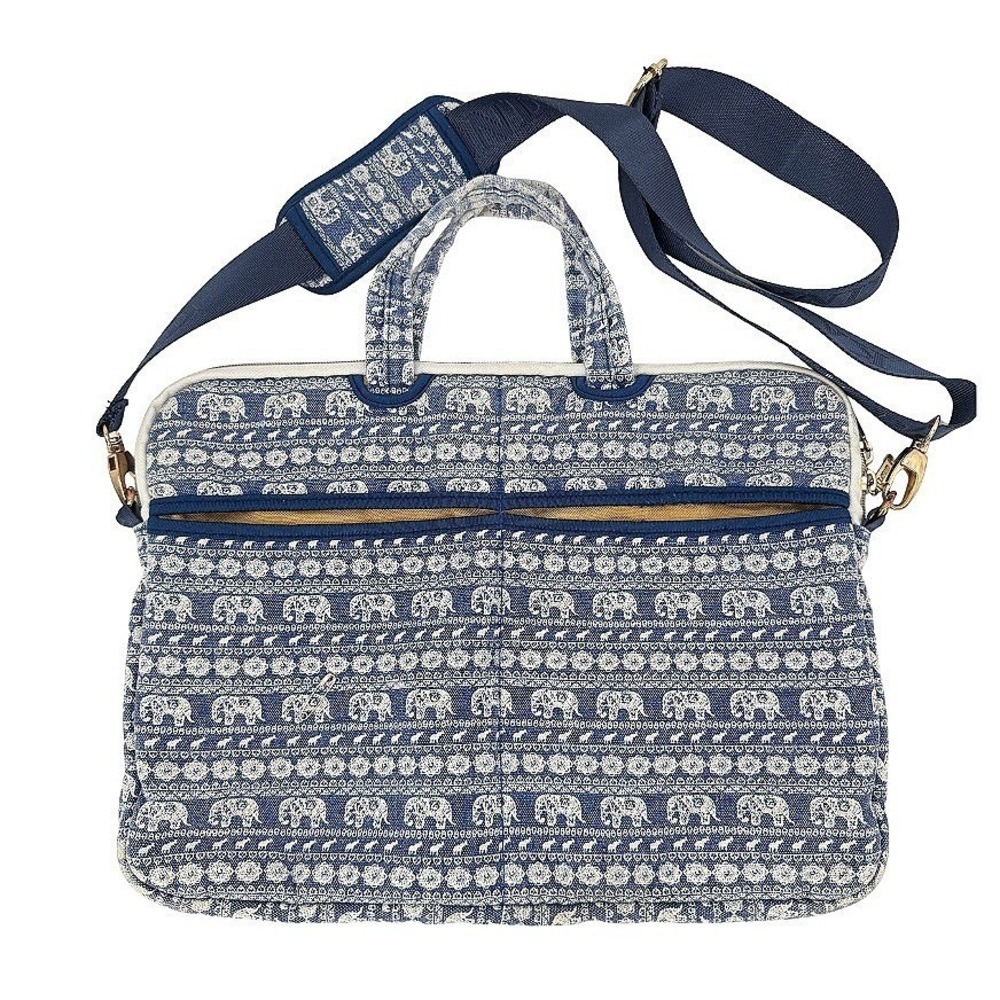 KAYOND Laptop Bag Elephant Print Bohemian Messenger‎ Travel Case Fuzzy Interior